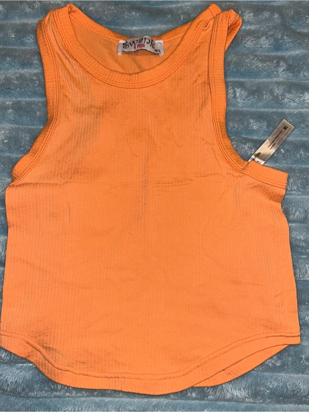 Swank Peach Orange Ribbed Crop Tank Top - Casual Summer Staple